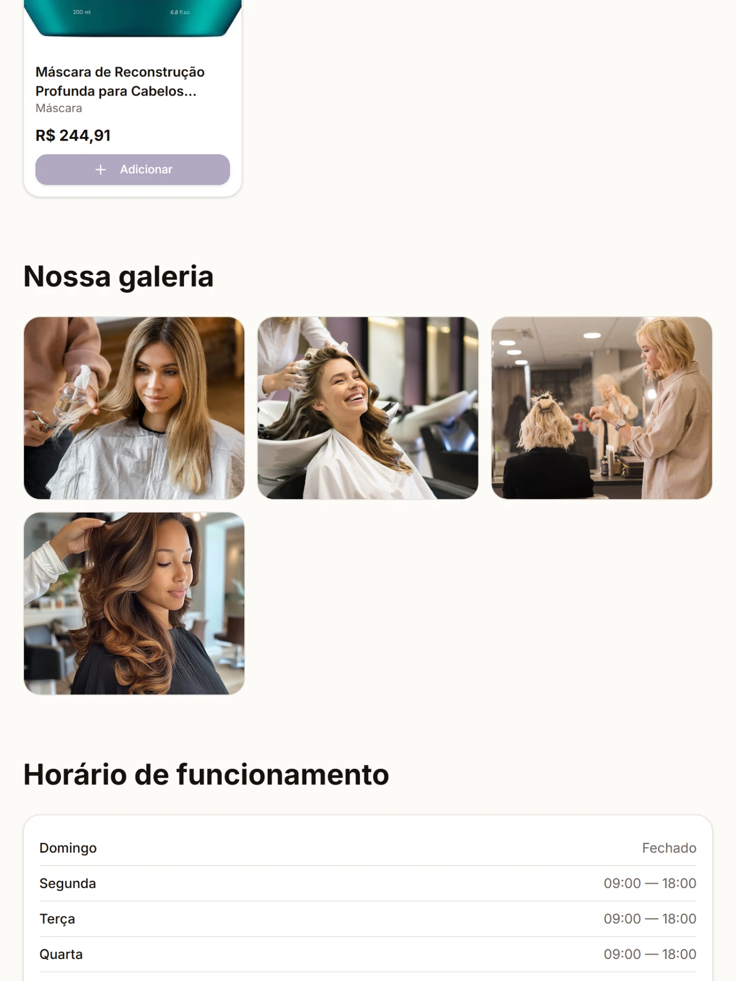 Galeria de fotos na vitrine
