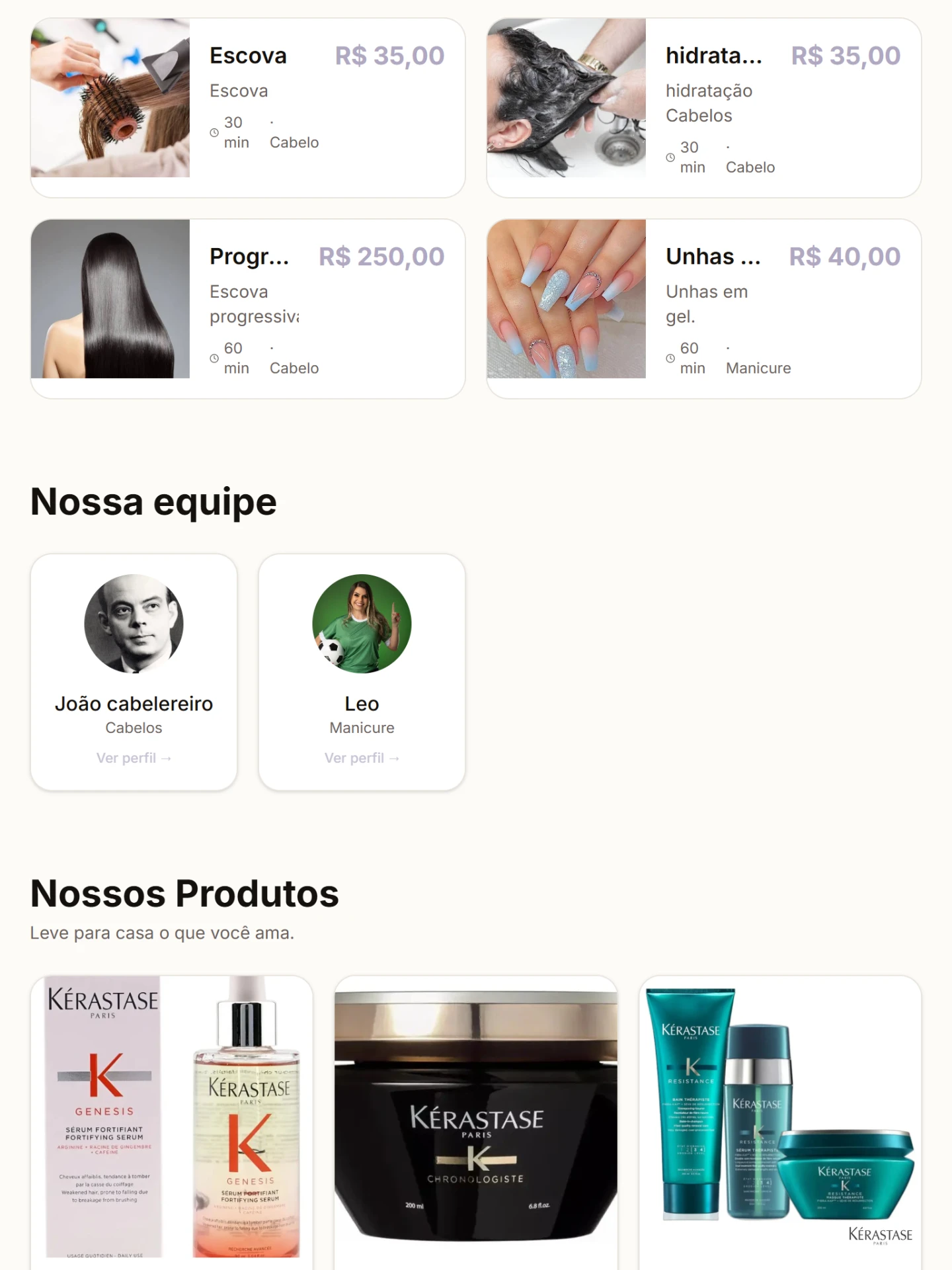 Tela do módulo O cliente escolhe o profissional que confia no BeautyManager